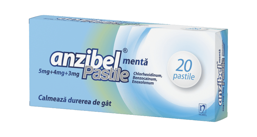 Anzibel mentă 5 mg/4 mg/3 mg pastile