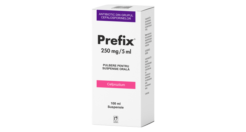Prefix 250 mg/5 ml / 100 ml pulbere pentru suspensie orală