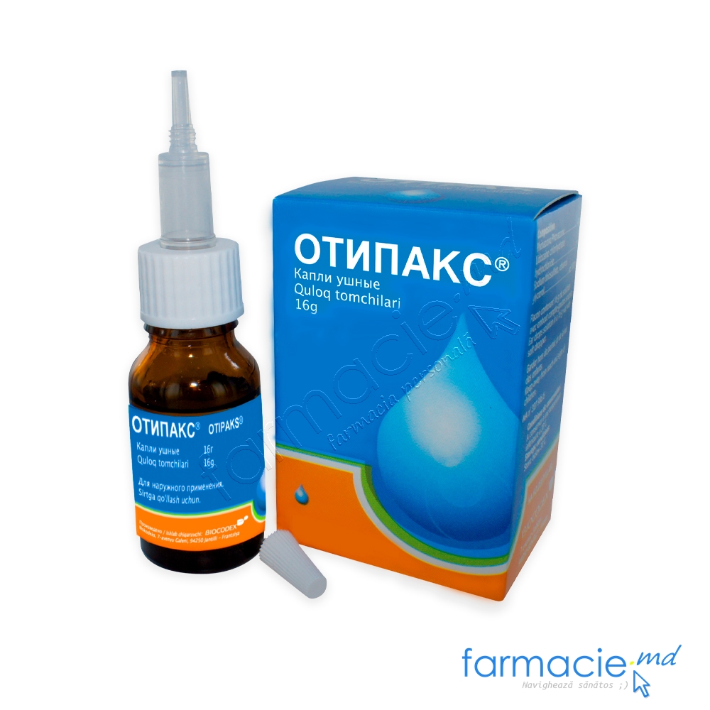 Otipax 44,83 mg/11,21 mg/ml / 16 g picături auriculare, soluţie