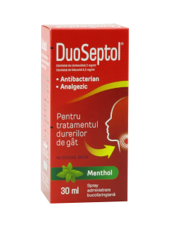 Duoseptol Menthol 2 mg/0,5 mg/ml / 30 ml spray bucofaringian, soluţie