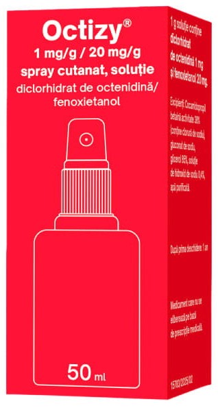 Octizy 1 mg/20 mg/g / 50 ml spray cutanat, soluţie