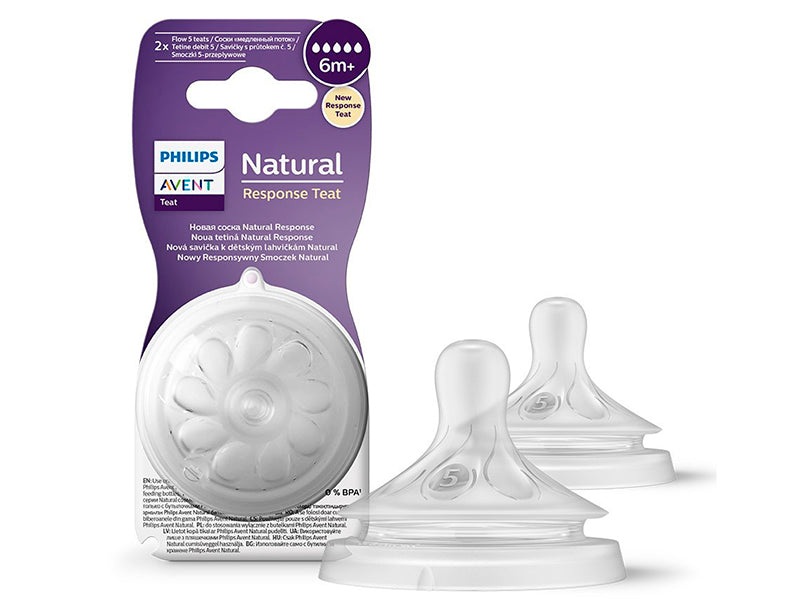 Philips Avent Natural Response Tetina din silicon +6 luni 2 buc T5 SC