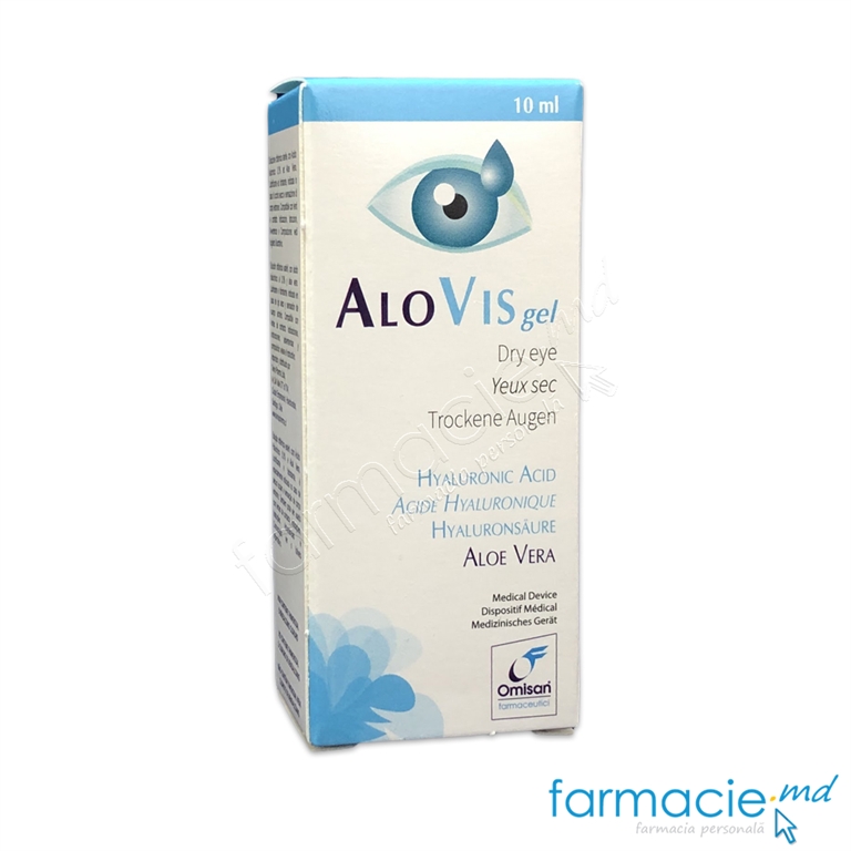 AloVis gel oftalmic cu acid hialuronic și aloe vera 10 мл