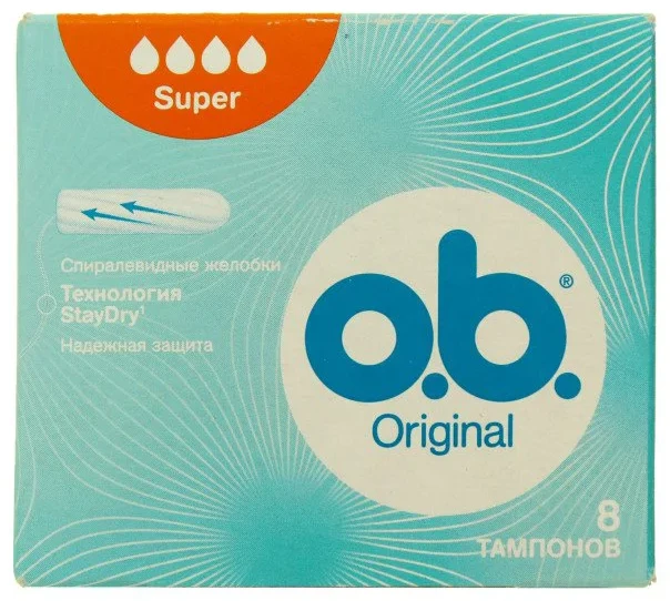 o.b. Tampoane OB Original Super (4 picaturi), 8 buc.