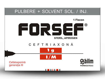 Forsef 1 g IV 1 g / 10 ml pulbere şi solvent pentru soluţie injectabilă/perfuzabilă