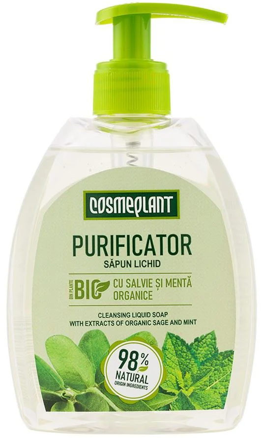 Sapun lichid purificator Cosmeplant Salvie si Menta, 1000 ml