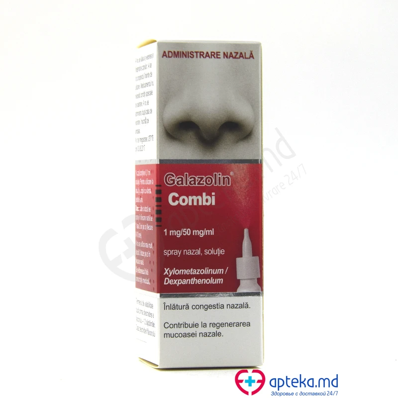 Galazolin Combi 1 mg/50 mg/ml 1 mg/50 mg/ml / 10 ml spray nazal, soluţie