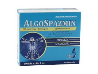 Algospazmin 500 mg/2 mg/0,02 mg/ml / 2 ml soluţie injectabilă