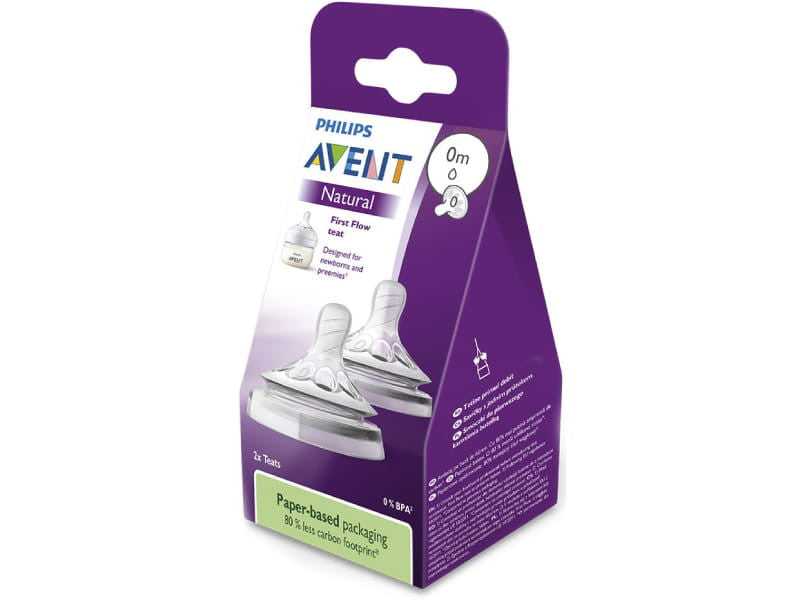 Philips Avent Tetina Natural din silicon First Flow 0m+ 2 buc SCF657
