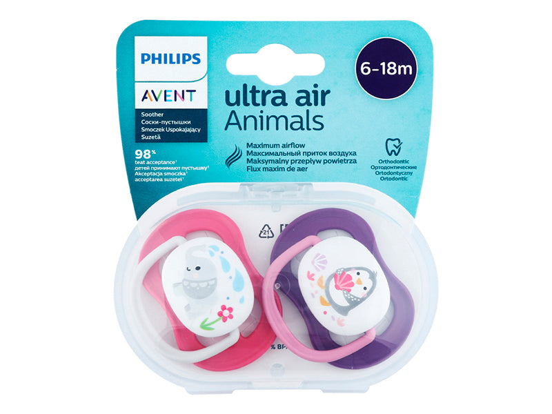 Philips Avent Ultra Air Suzete din silicon Girl 6-18m 2 buc SCF080/08