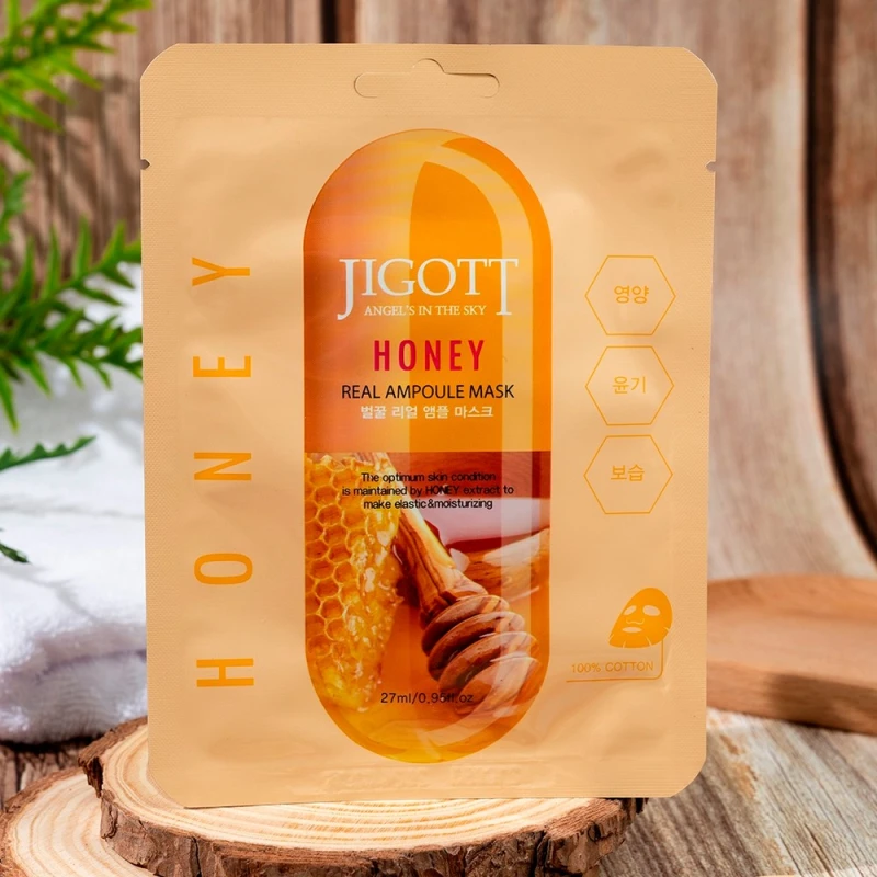 Jigott Mască cu extract de miere pentru față Jigott Real Ampoule Mask Honey 27 ml