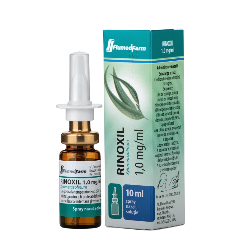 Rinoxil 1 mg/ml / 10 ml spray nazal, soluţie