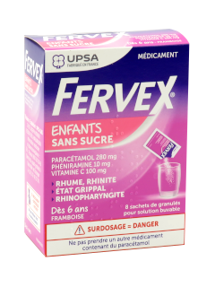 Fervex pentru copii fără zahăr 280 mg/100 mg/10 mg granule pentru soluţie orală