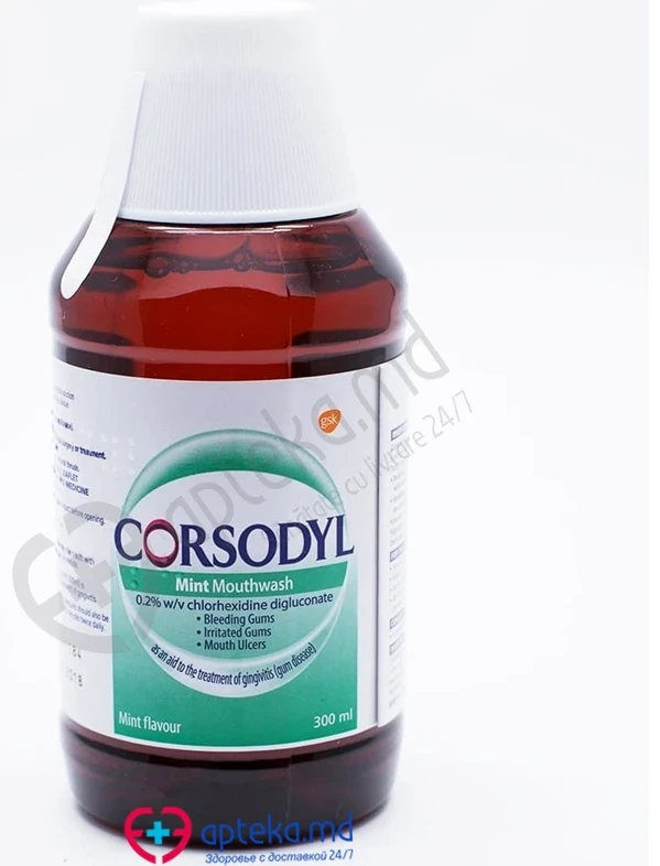 Corsodyl Mint Mouthwash 2 mg/ml apă de gură 0,2 g/100 ml / 300 ml apă de gură