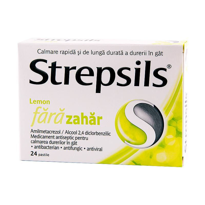 Strepsils Lemon fără zahăr 0,6 mg/1,2 mg pastile