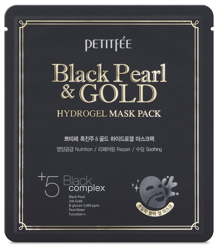 Mască facială din hidrogel Petitfee, Black Pearl & Gold Hydrogel Mask, 32 gr.