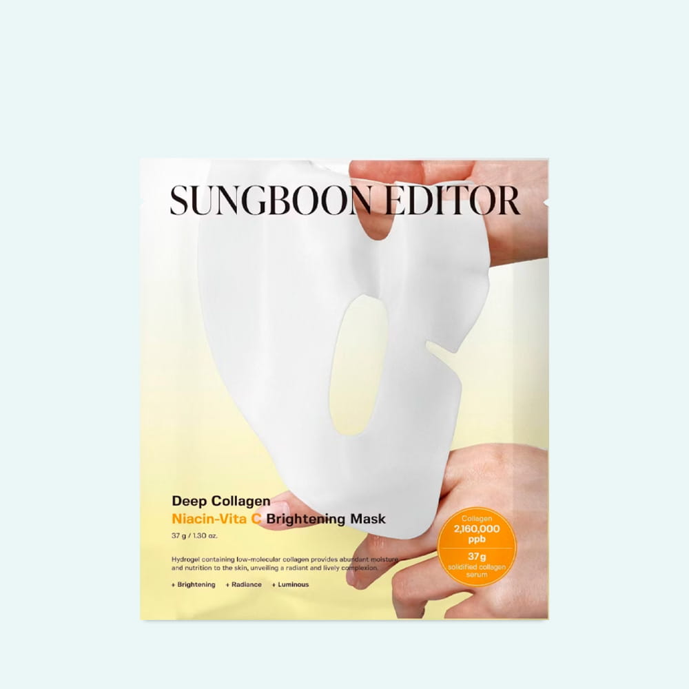 Sungboon Editor Mască hidrogel iluminatoare pentru față cu colagen și niacinamidă Sungboon Editor Deep Collagen Niacin-Vita C Brightening Mask