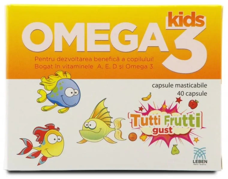 Leben Natur Quality Omega 3 Tutti Frutti pentru copii Leben, 40 capsule masticabile