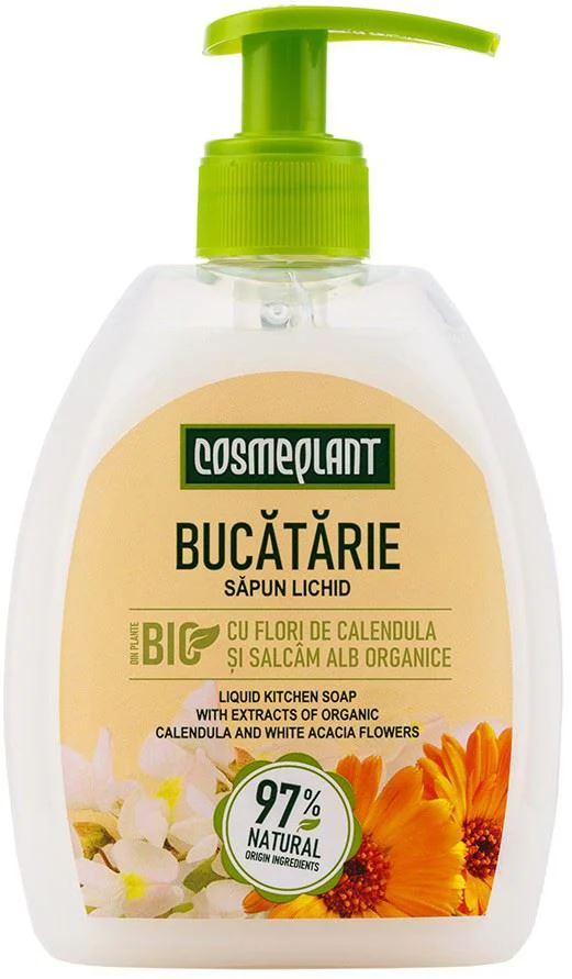Sapun lichid de bucatarie Cosmeplant Calendula si Salcam Alb, 1000 ml