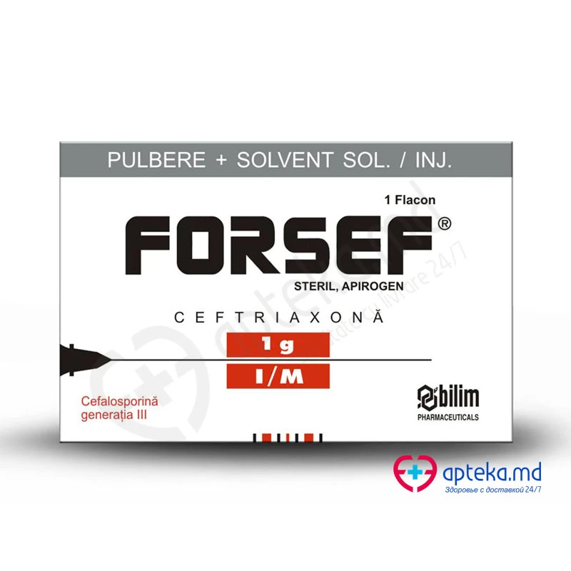 Forsef1 g IM 1 g / 4 ml pulbere şi solvent pentru soluţie injectabilă