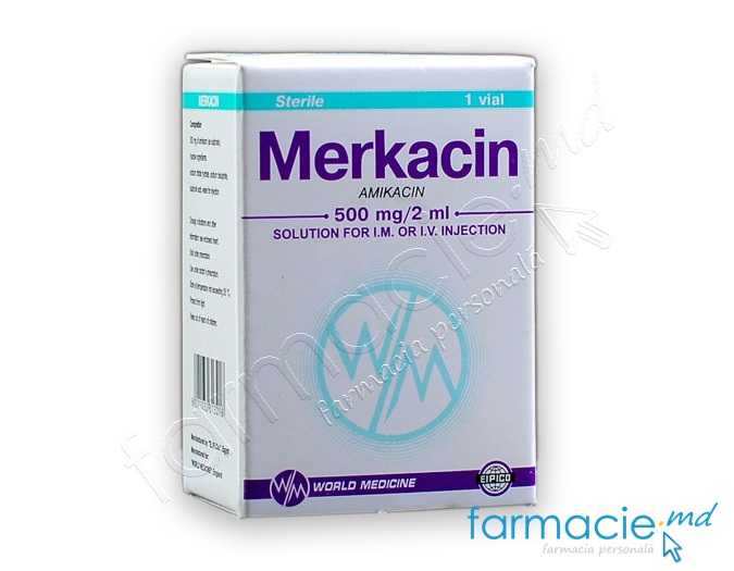 Merkacin 500 mg/2 ml soluție injectabilă