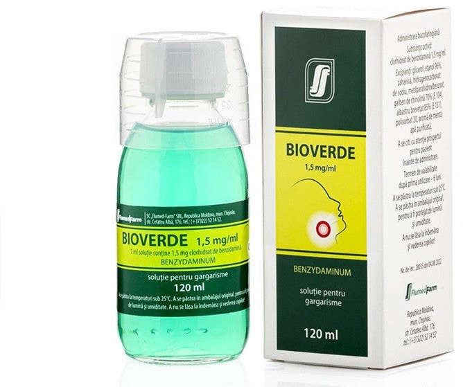 Bioverde 1,5 mg/ml / 120 ml soluţie pentru gargarisme