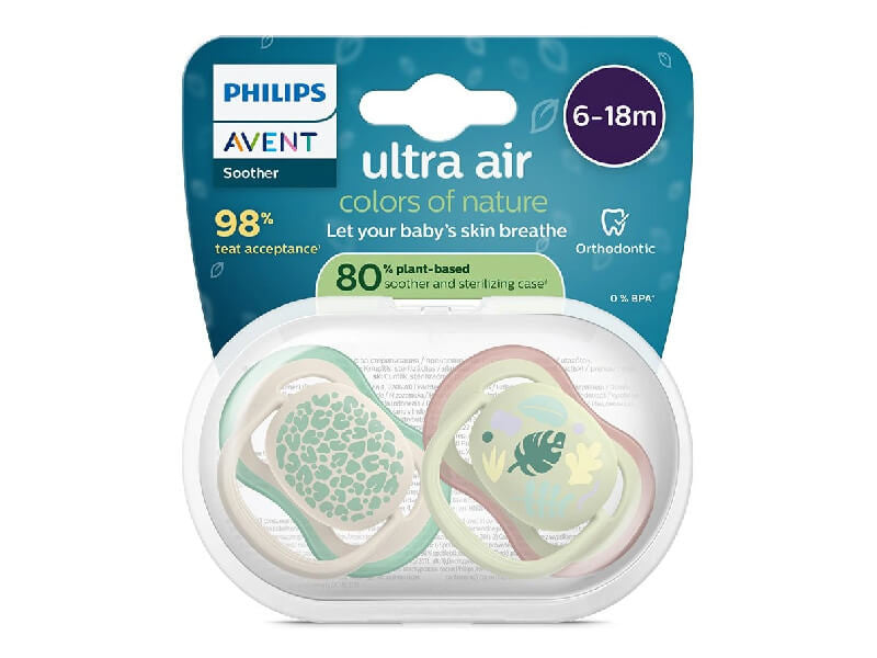 Philips Avent Ultra Air Suzete din silicon 6-18m 2 buc natura SCF087