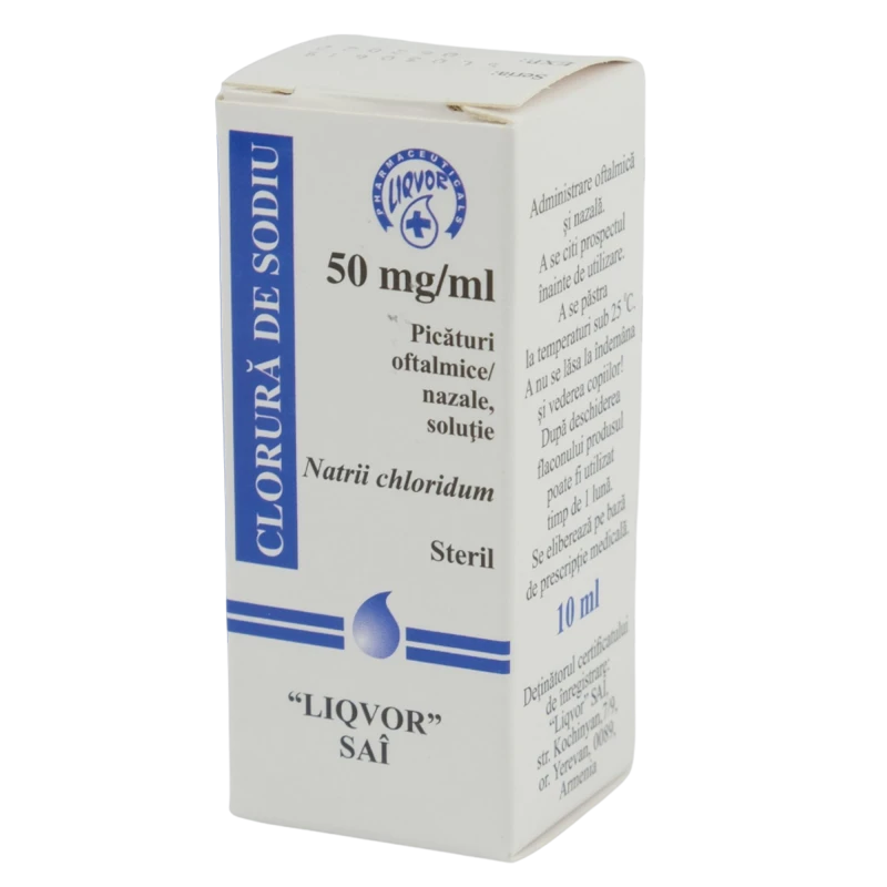 Clorură de sodiu 50 mg/ml / 10 ml picături nazale/oftalmice, soluţie