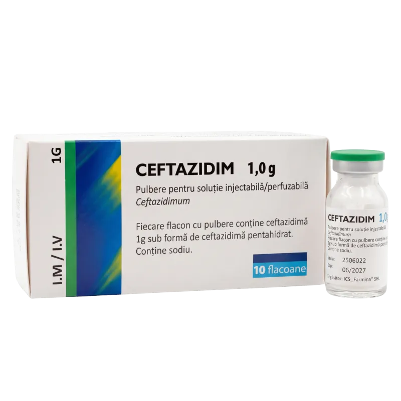 Ceftazidim 1,0 g 1 g pulbere pentru soluţie injectabilă/perfuzabilă