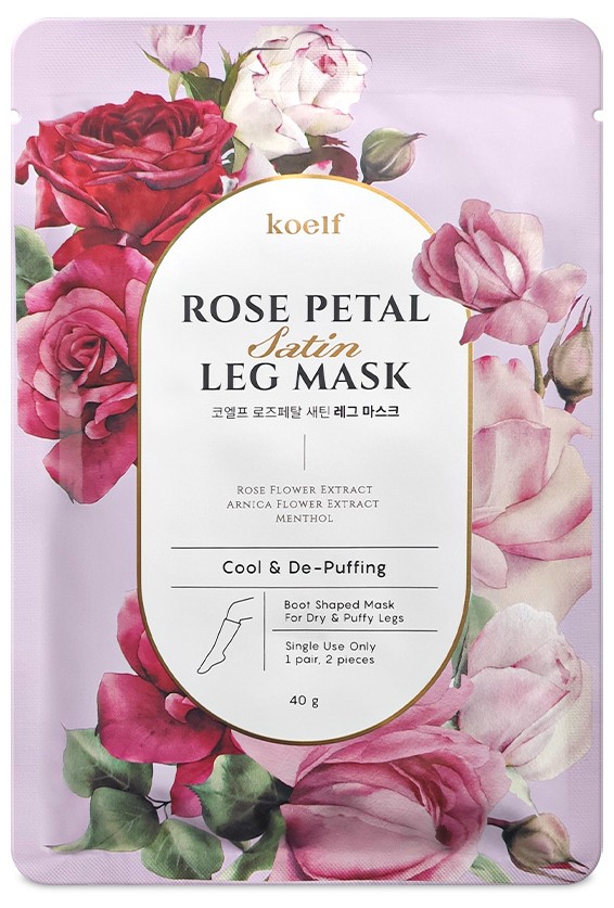 Маска-носочки для пяток Koelf, Rose Petal Satin Leg Mask, 40g