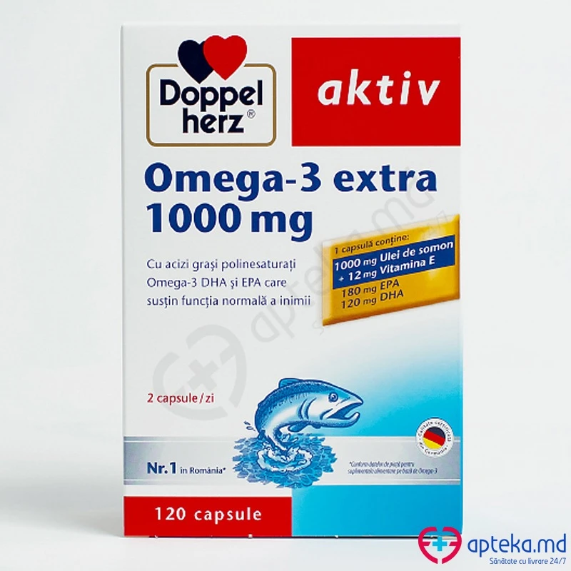 Supliment alimentar Doppelherz Aktiv Omega-3 Extra 1000 mg, 120, capsule