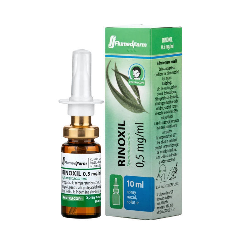 Rinoxil 0,5 mg/ml / 10 ml spray nazal, soluţie