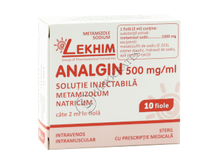 Analgin 500 mg/ml / 2 ml soluţie injectabilă