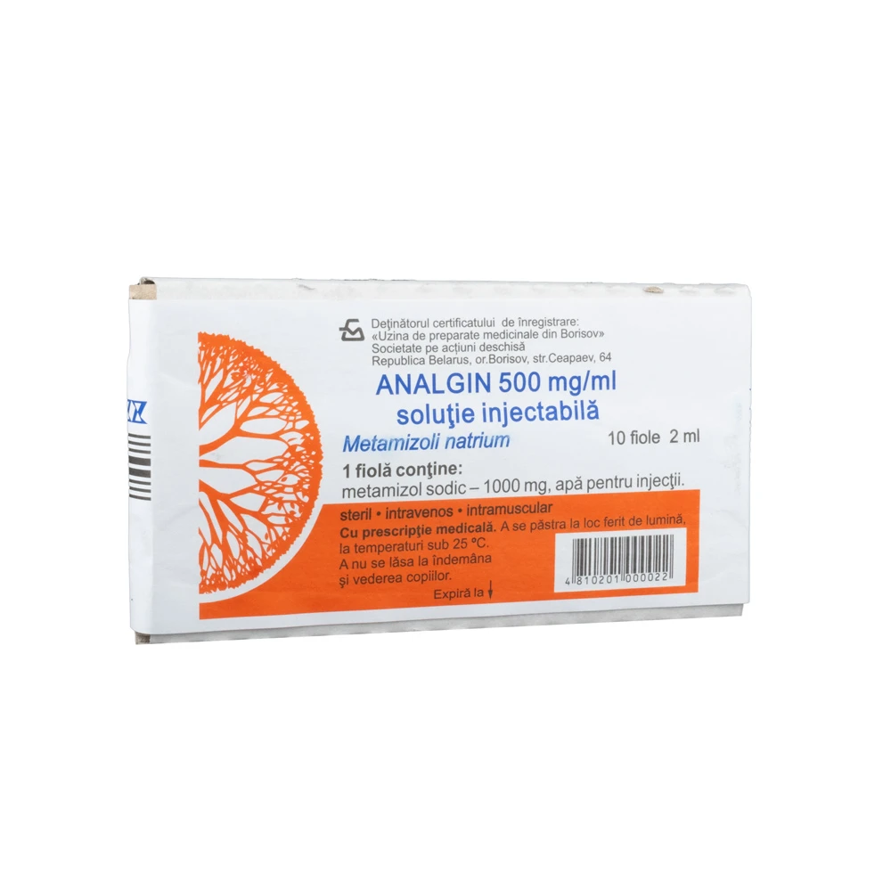 Analgin 500 mg/ml / 2 ml soluţie injectabilă