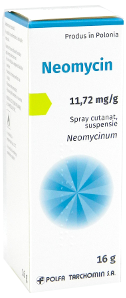 Neomycin 11.72 mg/g / 16 g spray cutanat, suspensie