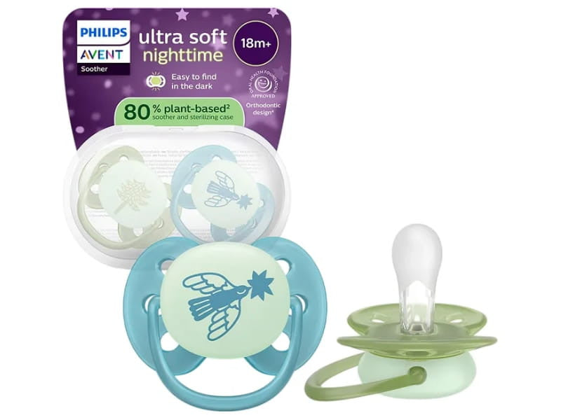 Philips Avent Ultra Soft Nighttime Suzete din silicon 18m+ 2 buc verd