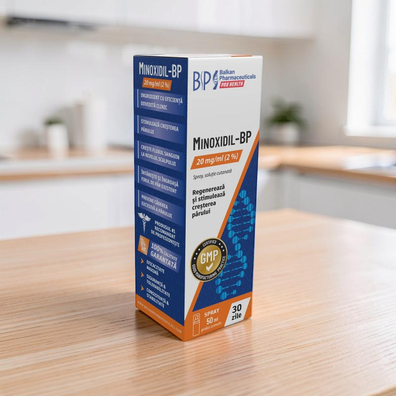 Minoxidil BP 5% spray soluție cutanată