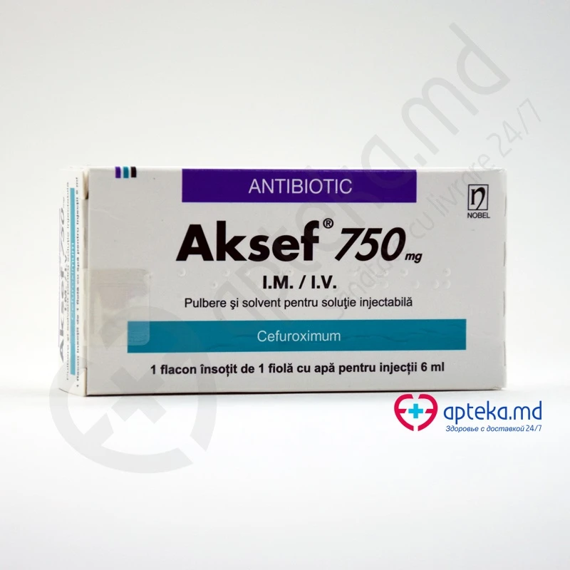 Aksef 750 mg / 6 ml pulbere şi solvent pentru soluţie injectabilă