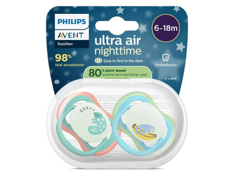 Philips Avent Ultra Air Nighttime Suzete din silicon 6-18m 2 buc somn