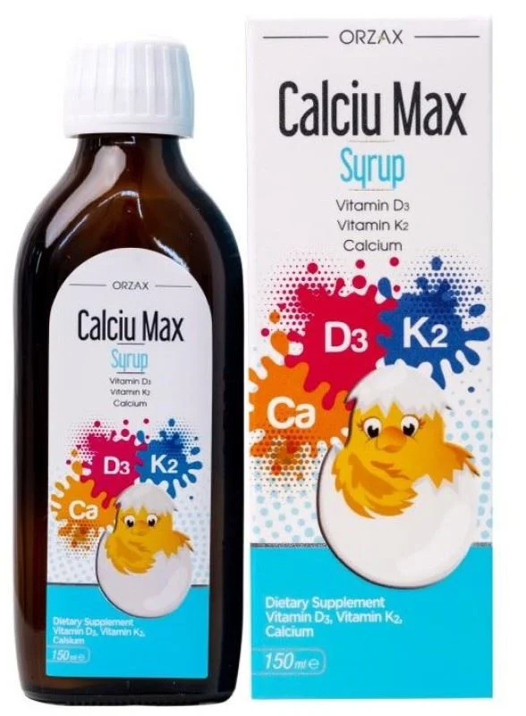 Bioslo Pharma Sirop Bioslo CalciuMAX (Vitamina D3 + Vitamina K2 + Calciu), 150 ml