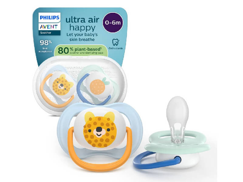 Philips Avent Ultra Air Happy Suzete din silicon 0-6m 2 buc ursulet-p