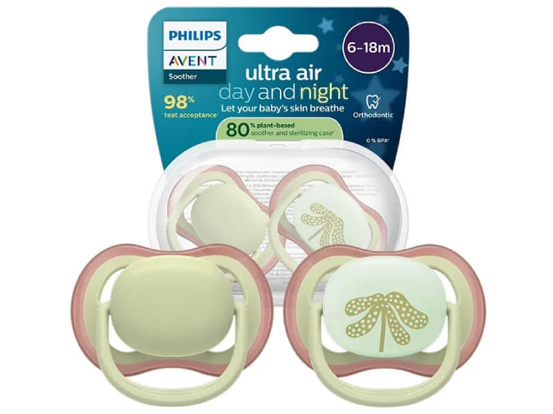 Philips Avent Ultra Air Day Night Suzete din silicon 6-18m 2 buc verd