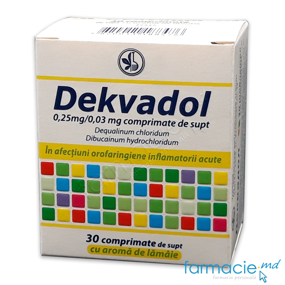 Dekvadol cu aromă de lămâie 0,25 mg/0,03 mg comprimate de supt