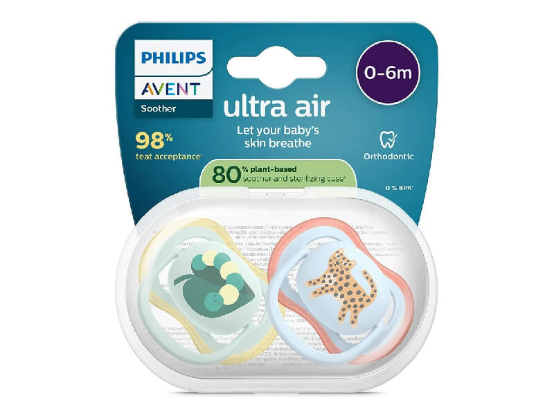 Philips Avent Ultra Air Suzete din silicon 0-6m 2 buc tigru-frunza SC