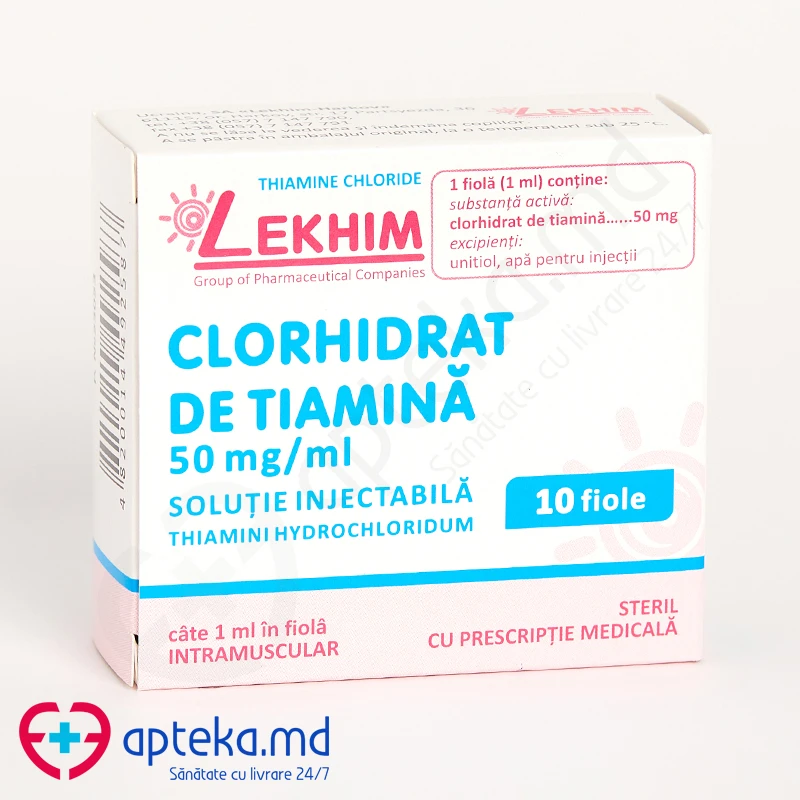 Clorhidrat de tiamină 50 mg/ml / 1 ml soluţie injectabilă