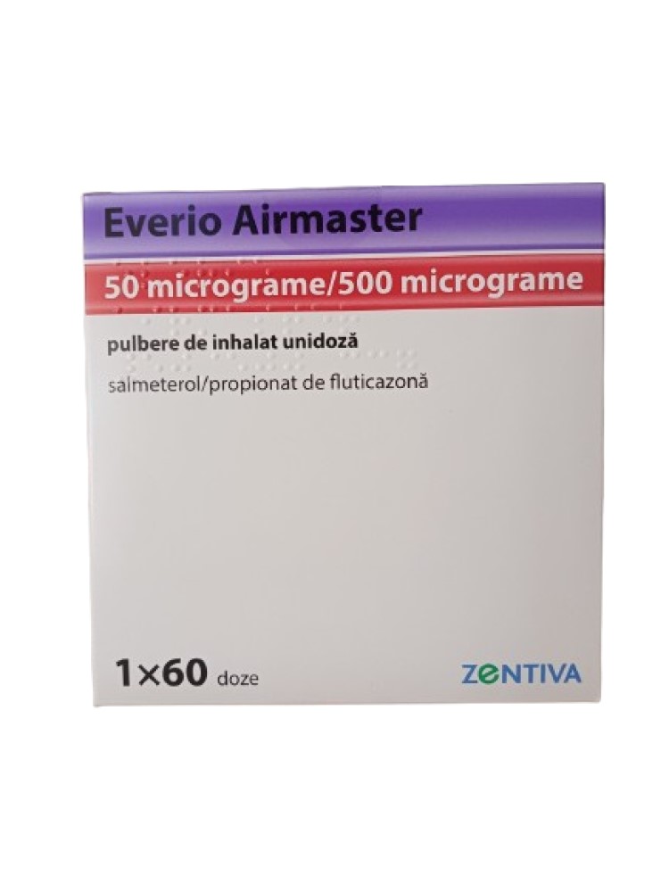 Everio Airmaster 50 mcg/500 mcg / 60 doze pulbere de inhalat unidoză