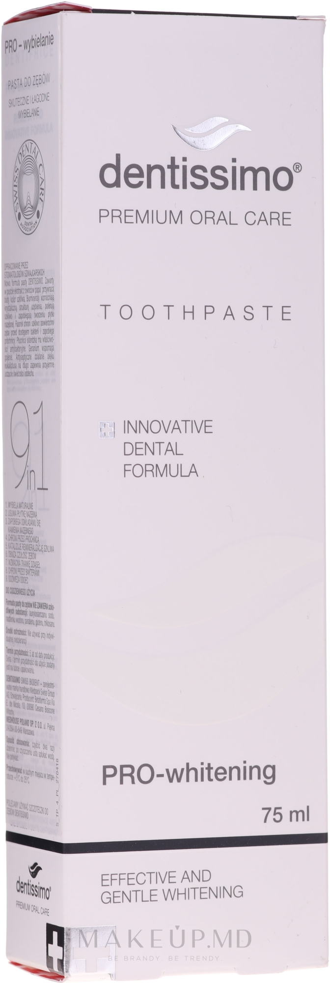 Pasta de dinti Dentissimo Pro Whitening, 75 ml
