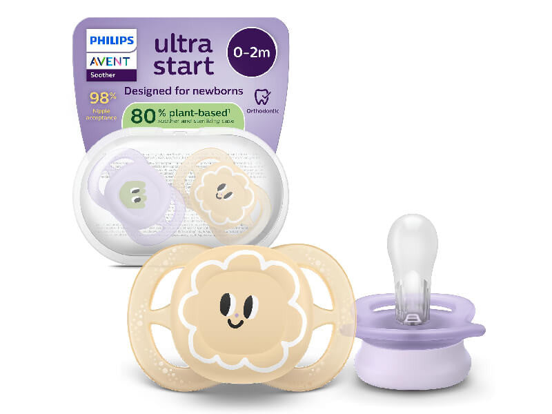 Philips Avent Ultra Start Suzete din silicon 0-2m 2 buc bej-liliac SC