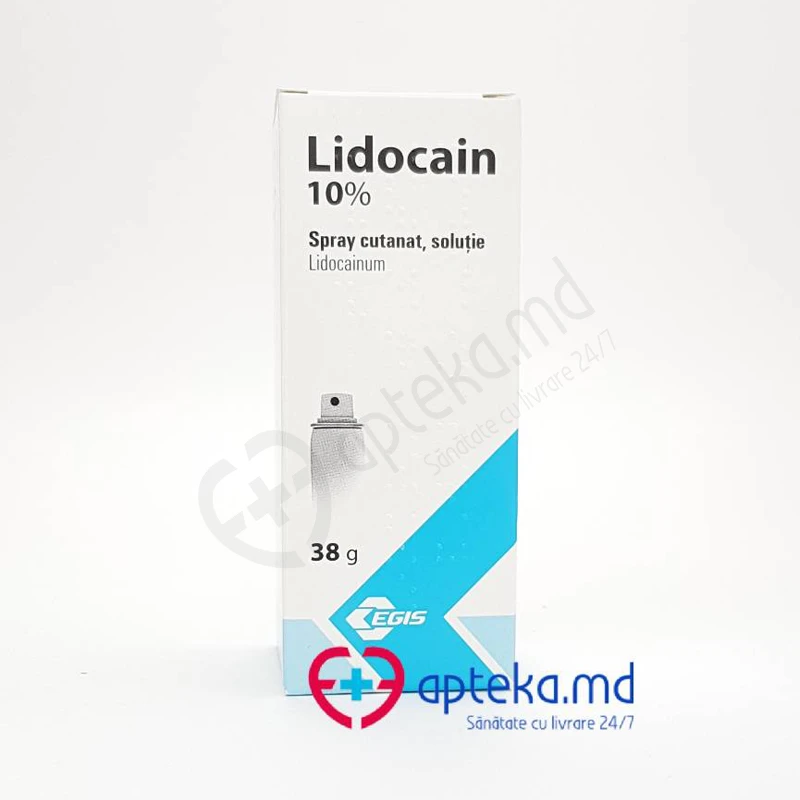 Lidocain 4,6 mg/doză / 38 g spray cutanat, soluţie