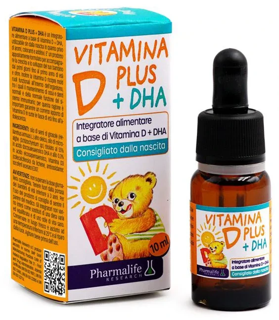 Picaturi Pharmalife Vitamina D Plus+DHA (oase, dinti, imunitate), 10 ml